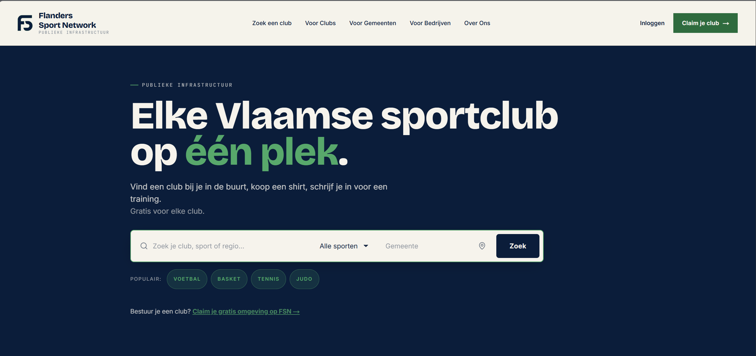 Flanders Sport Network — homepage screenshot